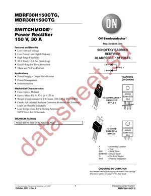 MBR30H150CTG datasheet  